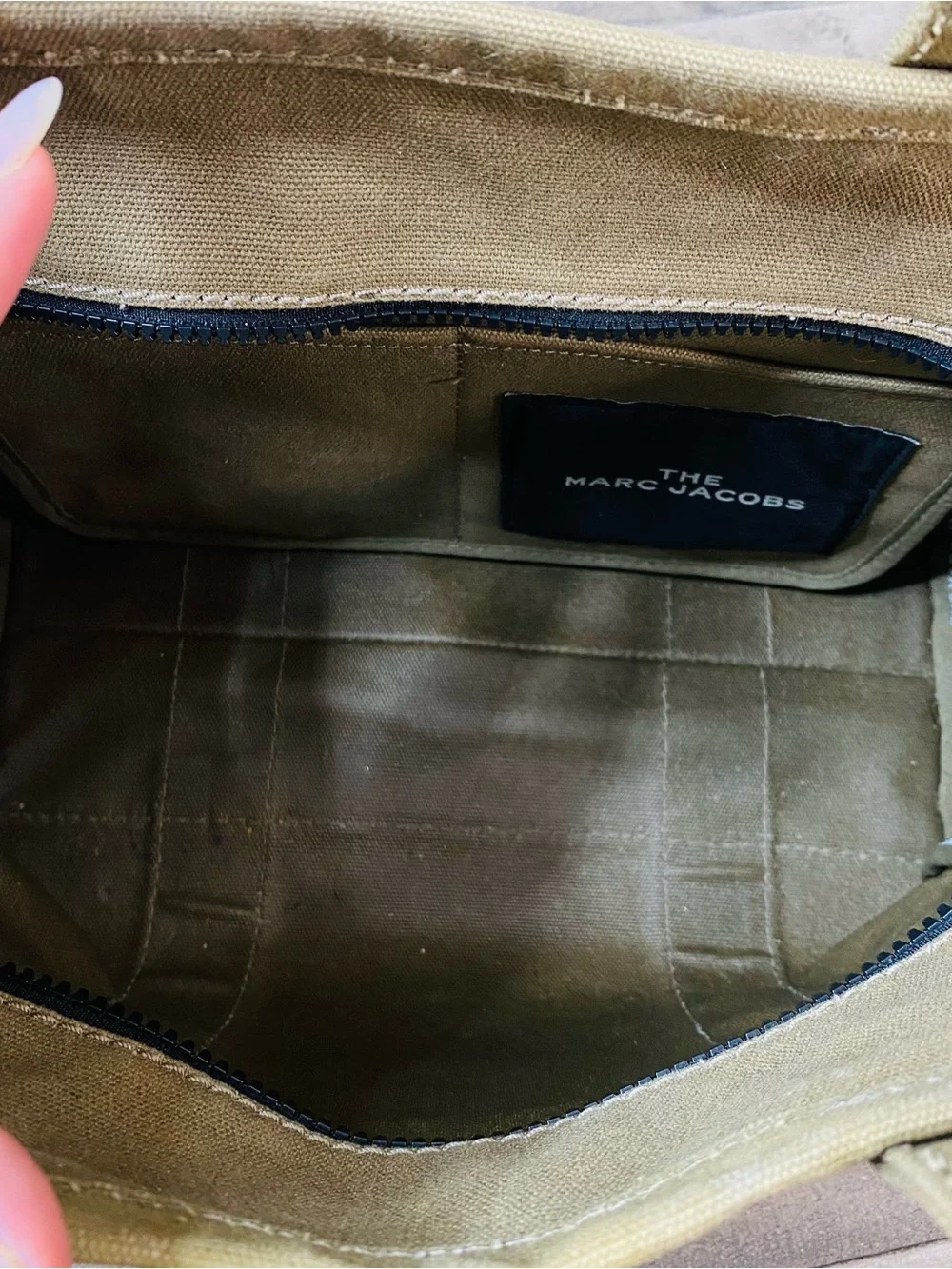 Authentic Marc Jacobs The Canvas Tote Bag Slate Green Khaki Crossbody Medium
